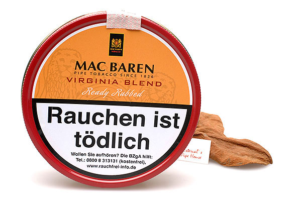Mac Baren Virginia Blend Ready Rubbed Pipe tobacco 100g Tin
